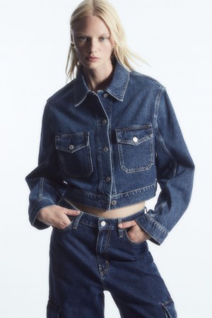 Dámské Bundy COS Cropped Denim Blankyt | RGAK-16479