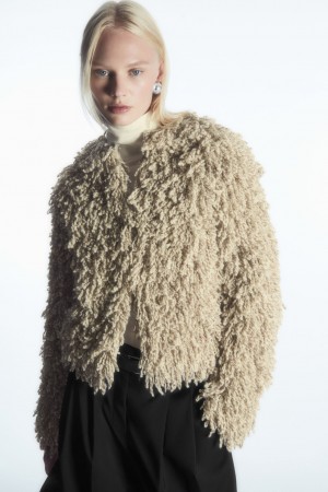 Dámské Bundy COS Loop-Knit Vlna Béžový Bílé | ROTK-51893