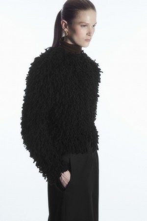Dámské Bundy COS Loop-Knit Vlna Černé | WRHE-08513