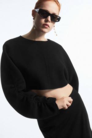Dámské Bundy COS Open-Back Vlna Bolero Černé | PLTQ-50423
