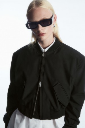 Dámské Bundy COS Oversized Cropped Bomber Černé | PRBE-12567