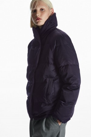Dámské Bundy COS Shawl-Collar Puffer Tmavě Blankyt | XYHG-93426
