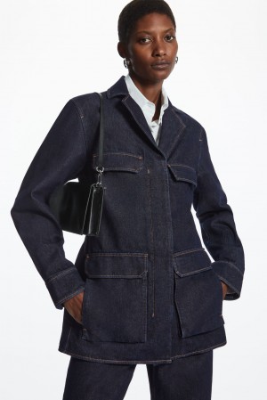 Dámské Bundy COS Utility-Style Denim Indigo | APJH-01872