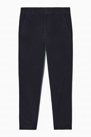 Dámské Chino Kalhoty COS Rovný-Leg Corduroy Tmavě Blankyt | BMIV-25467