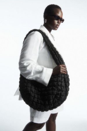 Dámské Crossbody Kabelka COS Oversized Prošívaný Černé | XTWF-76342