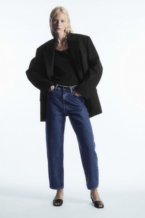 Dámské Džíny COS Arch Tapered Tmavě Blankyt | BPTZ-56347