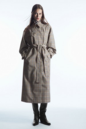 Dámské Kabáty COS Checked Utility Trench Viacfarebný | JEBV-26190