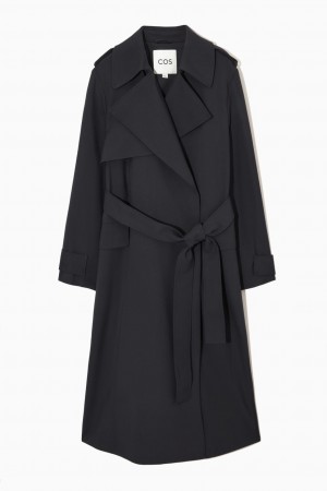 Dámské Kabáty COS Double-Breasted Trench Tmavě Blankyt | KYWN-19687