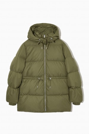 Dámské Kabáty COS Drawstring-Pasem Puffer Hnědožlutý Zelene | TIEK-86790