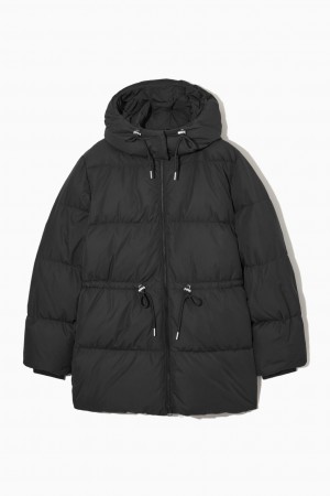 Dámské Kabáty COS Drawstring-Pasem Puffer Černé | CBOZ-43529