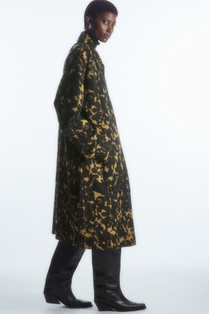 Dámské Kabáty COS Oversized Animal-Print Vlna Černé | VSWI-71862