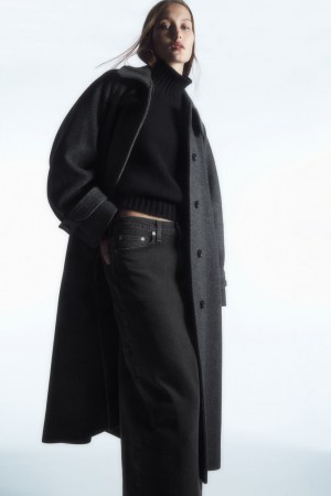 Dámské Kabáty COS Oversized Rounded Vlna Tmavě Šedé | TEDF-89751