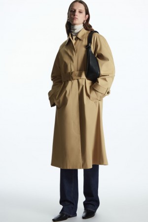 Dámské Kabáty COS Regular-Fit Twill Trench Béžový | PXJI-42639