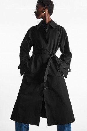 Dámské Kabáty COS Regular-Fit Twill Trench Černé | BDGV-68520