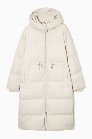 Dámské Kabáty COS S Kapucí Recycled Down Puffer Krém | FRPX-80916