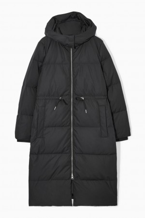 Dámské Kabáty COS S Kapucí Recycled Down Puffer Černé | UAOJ-15762