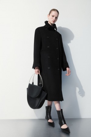 Dámské Kabáty COS The Recycled-Cashmere Trench Černé | XCER-61597