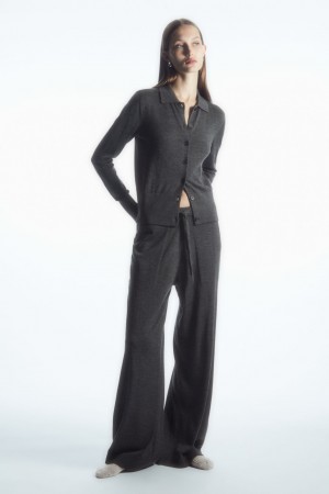 Dámské Kalhoty COS Merino Vlna Drawstring Tmavě Šedé | LMTF-02489