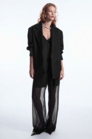 Dámské Kalhoty COS Sheer Silk Černé | AHGY-32895