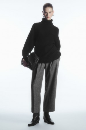 Dámské Kalhoty COS Tailored Vlna-Flannel Culottes Bílé Černé | ILCB-47931