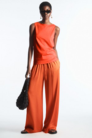 Dámské Kalhoty COS Textured Široké-Leg Drawstring Světle Oranžové | AUWE-36048