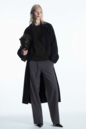 Dámské Kalhoty COS Vlna Drawstring Tmavě Blankyt | IXWS-51320