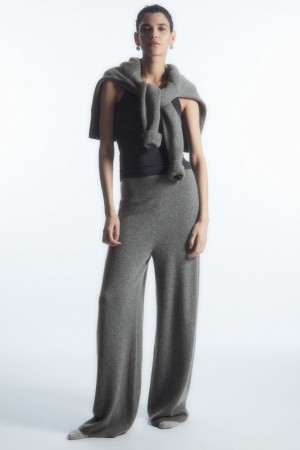 Dámské Kalhoty COS Široké-Leg Pure Cashmere Šedé | WGZI-75023