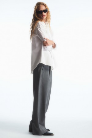 Dámské Kalhoty COS Široké-Leg Tailored Vlna Šedé | GVBY-30782