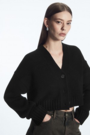 Dámské Kardigan COS Tlustý Cropped Cashmere-Blend Černé | WMVL-95246