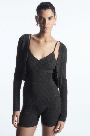 Dámské Kardigan COS Žebrovaný-Knit Merino Vlna Tmavě Šedé | TKEO-34092