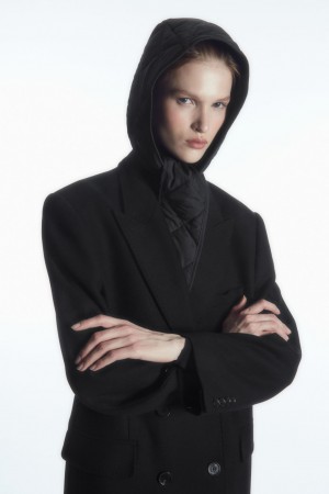 Dámské Klobouky COS Prošívaný-Front Hood Černé | CUMG-94108