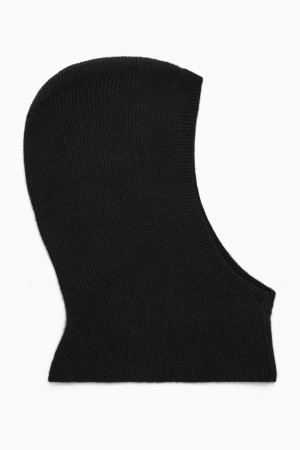 Dámské Klobouky COS Žebrovaný Vlna-Cashmere Balaclava Černé | YOXZ-31875