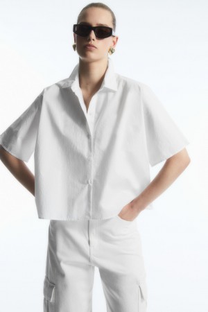 Dámské Košile COS Boxy Krátké-Sleeved Poplin Bílé | HDKV-65741