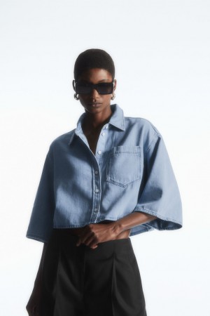 Dámské Košile COS Cropped Denim Světle Blankyt | PMUF-04812