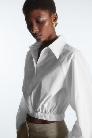 Dámské Košile COS Cropped Elasticated Bílé | WKHM-41725