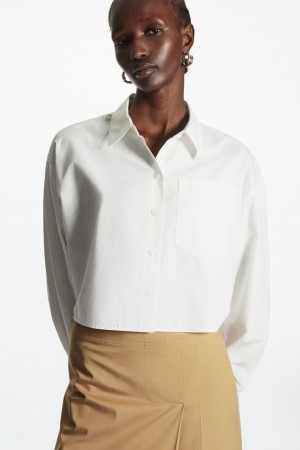 Dámské Košile COS Cropped Poplin Bílé | ZDYB-29605