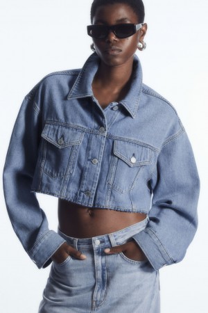 Dámské Košile COS Oversized Cropped Denim Overshirt Světle Blankyt | QDWI-31726