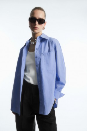 Dámské Košile COS Oversized Long-Sleeve Světle Blankyt | KYXC-69532