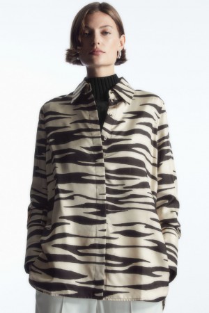 Dámské Košile COS Oversized Zebra-Print Silk Bílé | CUMG-29357