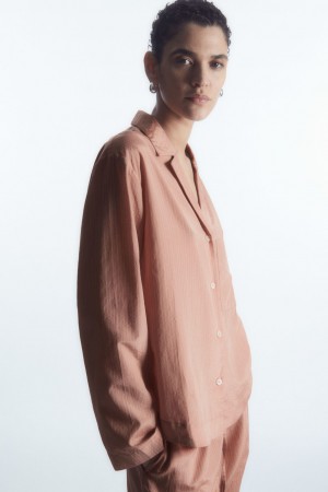 Dámské Košile COS Pruhovaný Silk-Blend Pajama Růžové | YCQN-64978