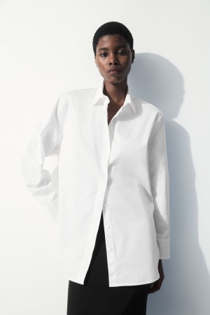 Dámské Košile COS The Oversized Bavlněné-Sateen Bílé | AVZR-02513