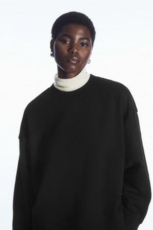 Dámské Mikina COS Oversized Fleece-Back Černé | NMWP-61740