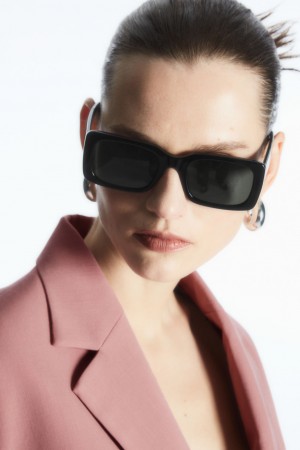 Dámské Sluneční Brýle COS Square-Frame Acetate Černé | GUVI-08521