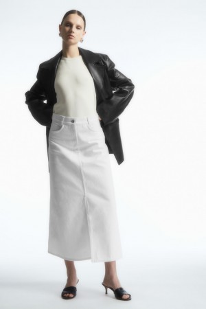 Dámské Sukně COS A-Line Denim Midi Bílé | WGNP-53082