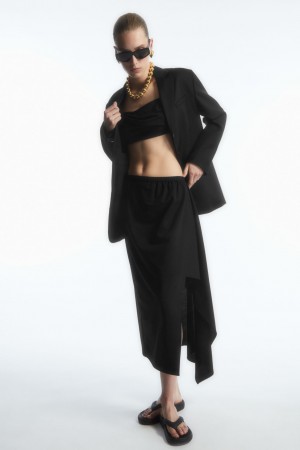 Dámské Sukně COS Asymmetric Midi Wrap Černé | QBLH-93205