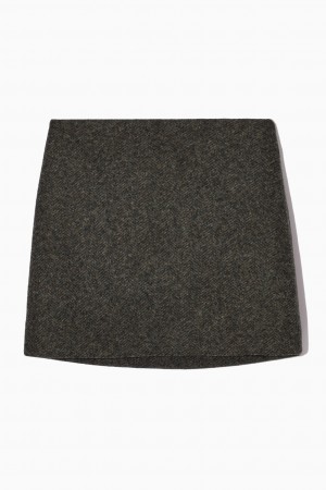 Dámské Sukně COS Herringbone Vlna-Blend Mini Tmavě Hnědé | YNOE-26074