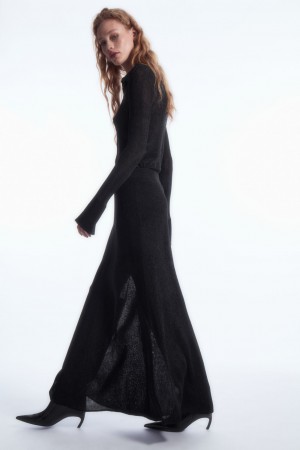Dámské Sukně COS Sparkly Žebrovaný-Knit Maxi Černé | LPXI-87960