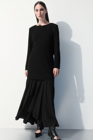 Dámské Sukně COS The Flared Silk Maxi Černé | WZLO-31560