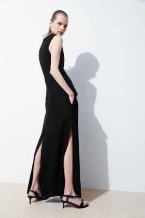 Dámské Sukně COS The High-Slit Maxi Pencil Černé | IPRX-59162