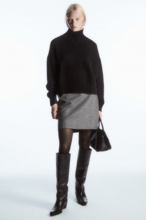 Dámské Sukně COS Vlna-Jacquard Mini Černé Bílé | ZKJO-90172